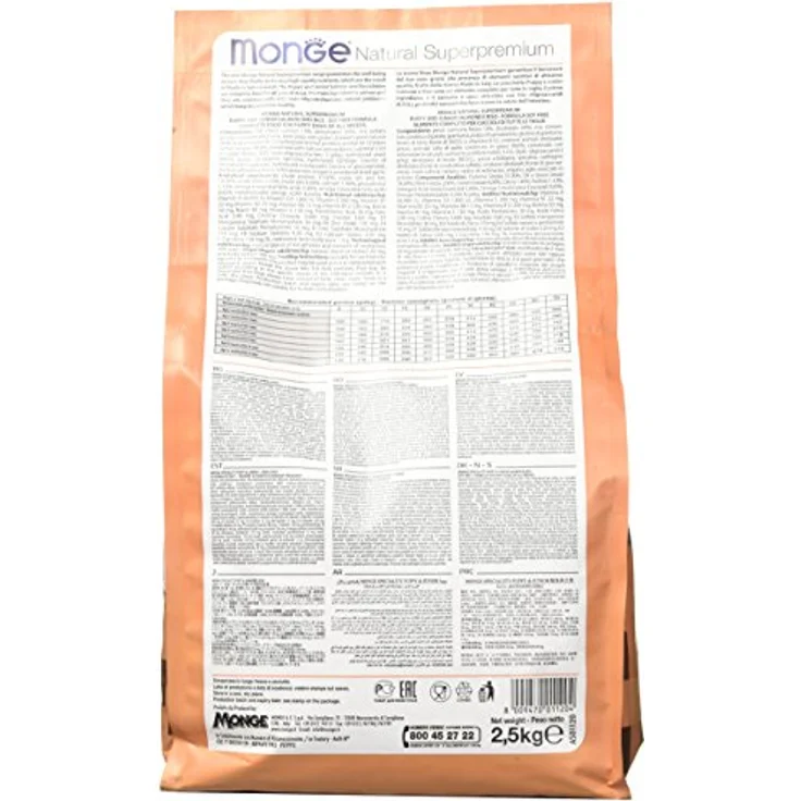 Monge Natural Superpremium Puppy and JUNIOR Salmon and Rice, Hundefutter für alle Rassen, sehr ballaststoff- und vitaminreich, 2,5 kg – Bild 2