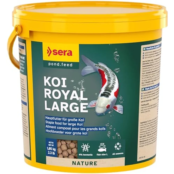 sera Koi Royal Large 3,8 L (1,05 kg) | Hauptfutter für Koi ab 25 cm | Formstabiles Granulat für ganzjährige Fütterung | Leicht verdauliche Rezeptur ohne Farb- und Konservierungsstoffe – Bild 1
