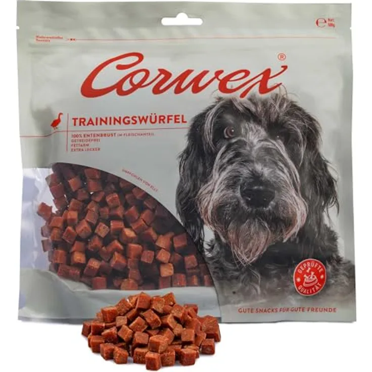 Corwex Trainingswürfel mit Ente, 500g, Monoprotein, getreidefrei, ideal für Hundetraining