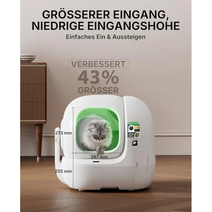 PETKIT PUROBOT Max Pro 2 Selbstreinigende Katzentoilette mit KI-Kamera, Präziser Mehrkatzen-Erkennung und Hygienischem Kordelzugsystem für Mehrere Katzen – Bild 2