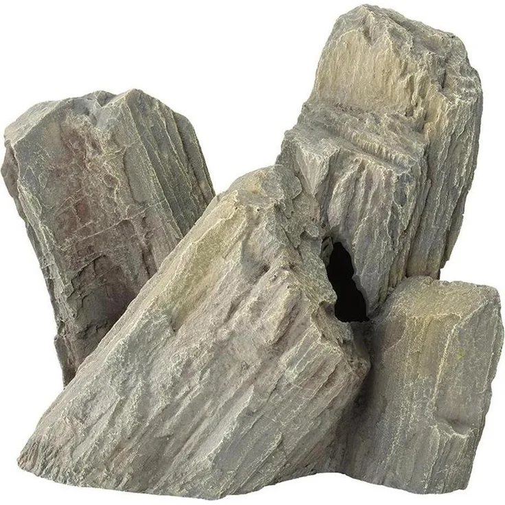 EBI Aqua Della Giant Rock XL, Aquarium Dekoration aus Polyesterharz in Grau, 24 cm hoch, stabile Felsenoptik mit Versteckmöglichkeiten für Aquarienbewohner