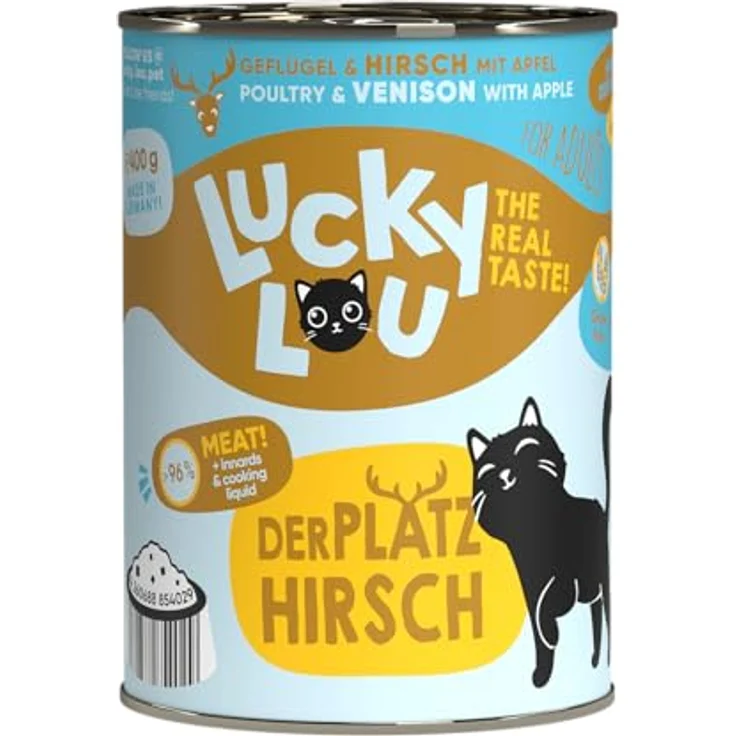Lucky Lou Lifestage Adult Katzen-Nassfutter, Geflügel und Hirsch, Getreide- und Zuckerfrei, 24x400g – Bild 1