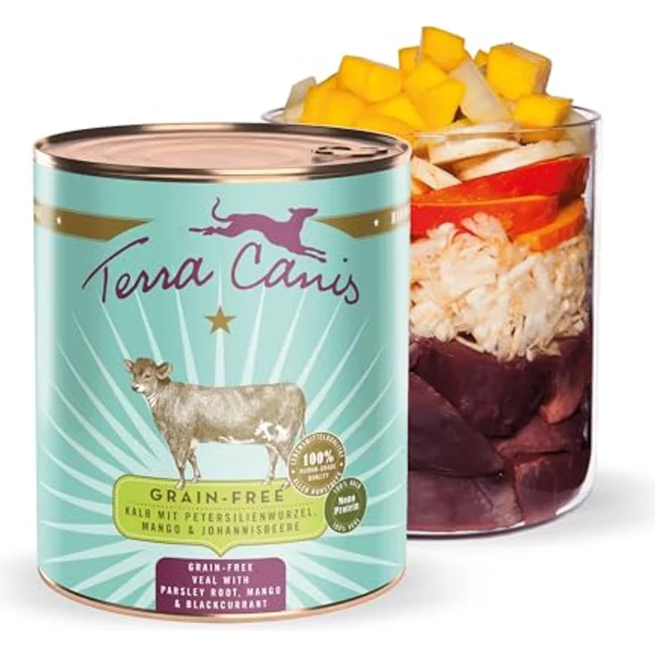 Terra Canis Kalb mit Petersilienwurzel, Mango & Johannisbeere, Getreidefreies Nassfutter 800g, Premium Hundefutter in 100% Lebensmittelqualität, Reichhaltig, gesund & glutenfrei – Bild 1
