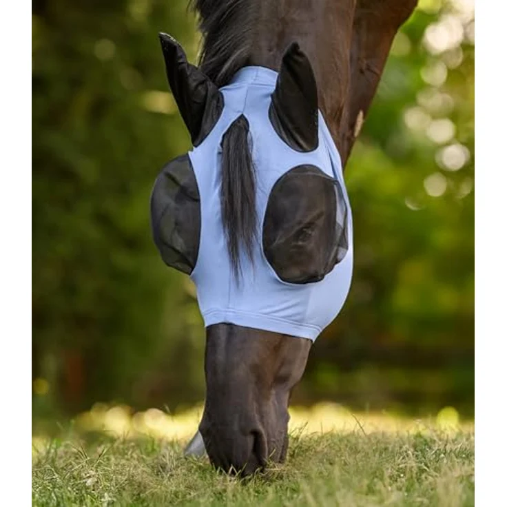 WALDHAUSEN Fliegenmaske Puck Flex, Pastellblau, elastisches Material für optimalen Tragekomfort – Bild 4