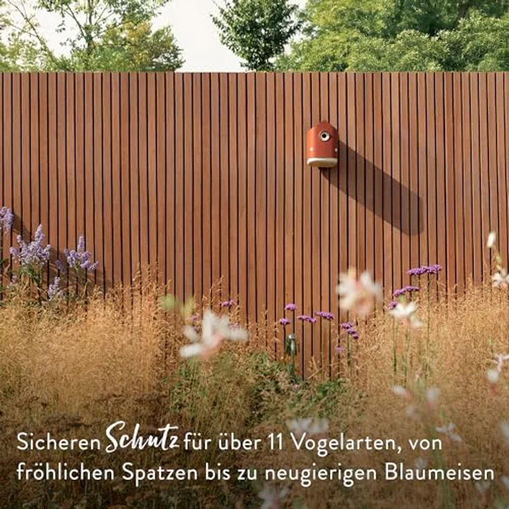 elho Cosy Bird House 18cm, Vogelhaus für über 11 Arten aus 100% recyceltem Plastik, Rot/Toskanisches Rot, L17.6 x B18 x H23 cm – Bild 4