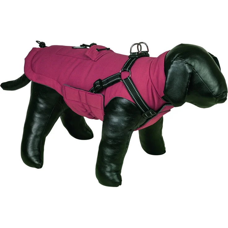 Nobby Hundemantel Rica 2 in 1, wasser- und windabweisend, mit integriertem Geschirr und Fleece-Futter, lava