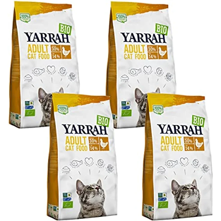 Yarrah Trockenfutter für Katzen mit Huhn, Bio, 2,4 kg, 4er Sparpack – Bild 1