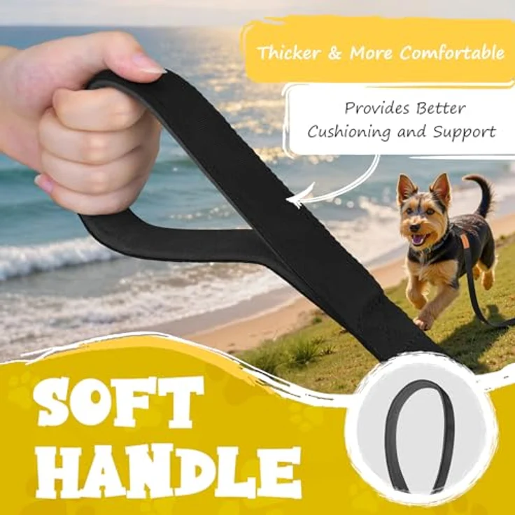 Looxmeer Schleppleine für Hunde, 3m bis 30m, reißfeste Trainingsleine mit 360° drehbarem Karabiner und ergonomischem Griff, ideal für große und kleine Hunde, inklusive gratis Aufbewahrungstasche – Bild 3