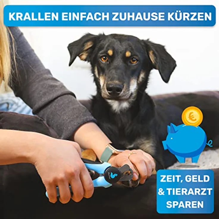 BluePet Krallenschere für Hunde & Katzen, Einsteigerfreundlich mit integriertem Krallenfeilen, sicherer Halt und Abstandshalter, ideal für kleine & große Krallen – Bild 2