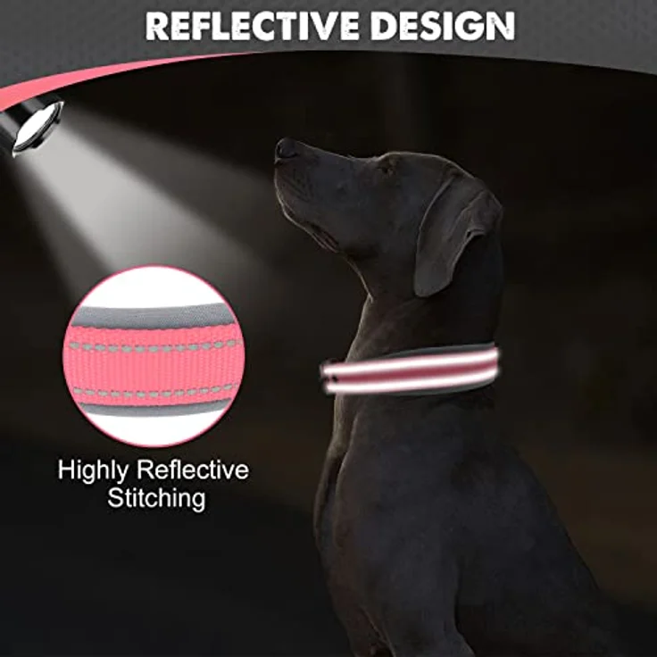 Joytale Gepolstertes Neopren Hundehalsband für Extra Große Hunde, Reflektierendes Nylon, Pink – Bild 4