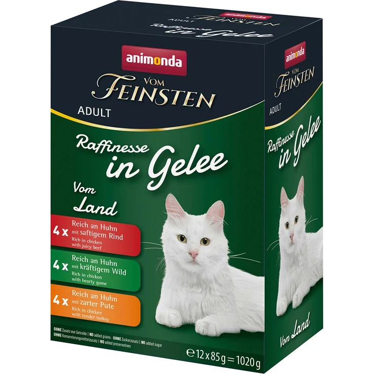 animonda vom Feinsten Adult Raffinesse in Gelee vom Land, Katzen-Nassfutter, 12x85g, drei köstliche Geschmackssorten