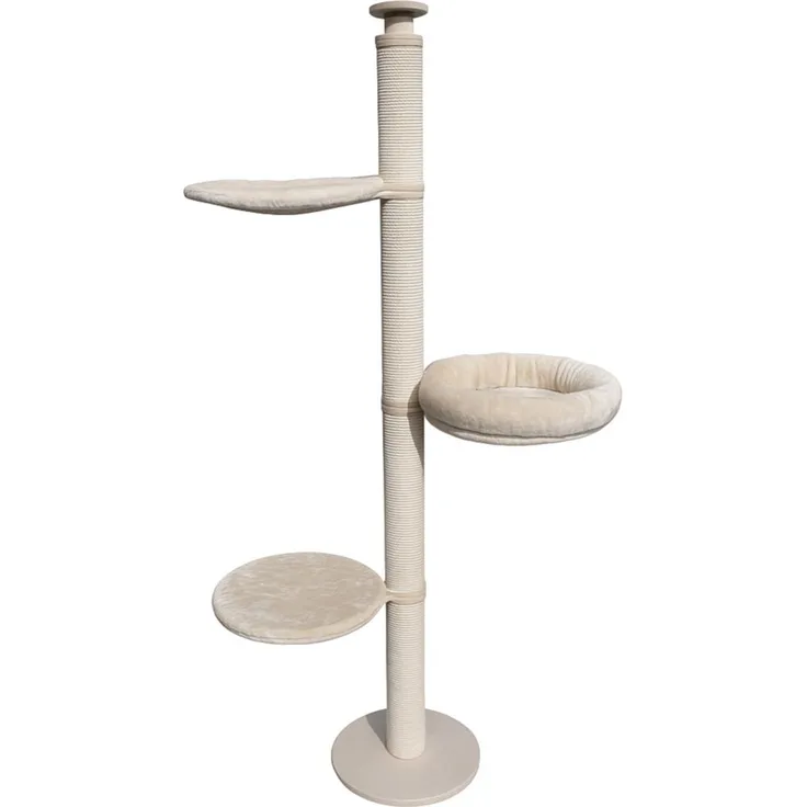 Active Cats Kratzbaum Domestic, Natur - Deckenspanner mit 3 Schlafplätzen, 2,35 - 2,52 m hoch, robust und erweiterbar