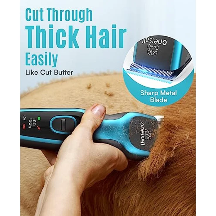 oneisall Leise Hundeschermaschine, Profi Schermaschine für Hunde und Katzen, 7000RPM Motor, geräuscharm <55dB, lange/dicke/verfilzte Haarpflege – Bild 2