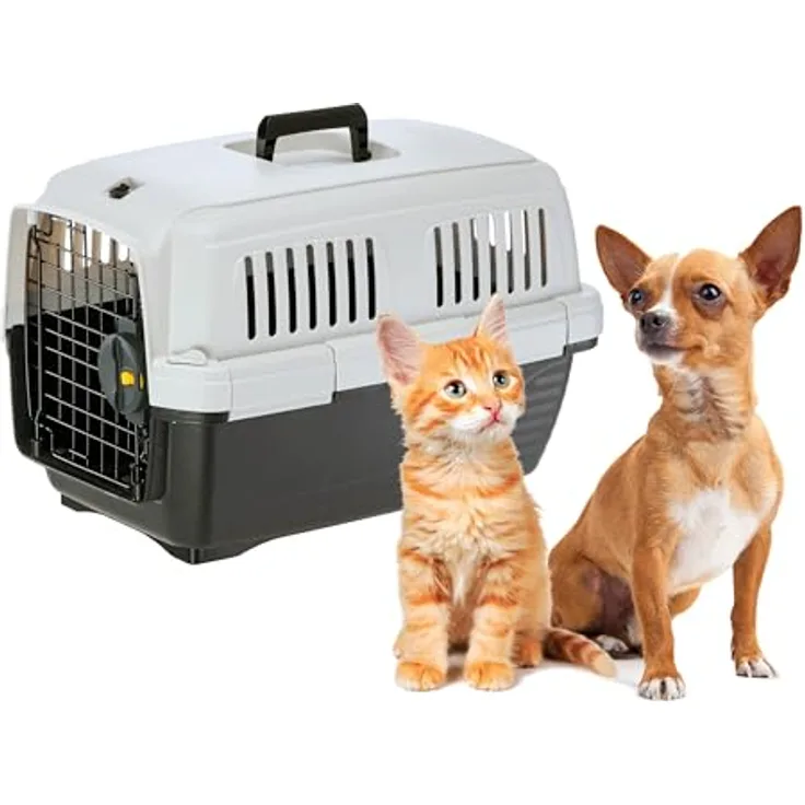 Ferplast Clipper 1, IATA-zugelassene Katzentransportbox und Hundetransportbox für kleine Hunde und Katzen bis 5 kg, robuste Hartschalen-Konstruktion mit Sicherheitsverschluss, 50 x 33 x 32 cm