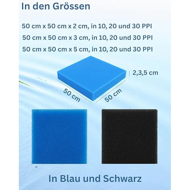 gws Filterschaum Schwarz 30PPI, 50 cm x 50 cm x 5 cm, zuschneidbar für Teich und Aquarium, optimale Feinfilterung und biologische Nachfilterung – Bild 5