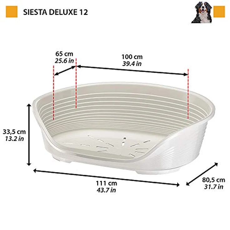 Ferplast Siesta Deluxe Hundebett, Kunststoff-Hundebett Extra Large, waschbar, atmungsaktiv, rutschfest, 100 x 65 x h 33,5 cm, Schwarz – Bild 2