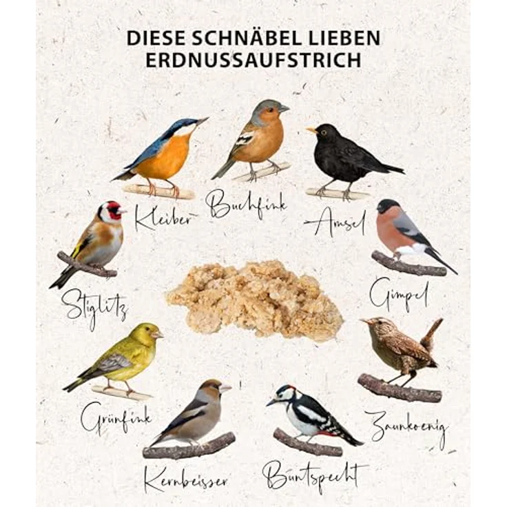 Dehner Natura Premium Wildvogelfutter, Erdnuss-Aufstrich, energiereiches Ganzjahresfutter, 2 kg Eimer – Bild 2