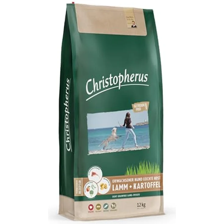 Christopherus Getreidefreies Trockenfutter für Hunde, leichte Kost mit Lamm & Kartoffel, 12 kg, für Übergewichtige und wenigaktive Hunde – Bild 1