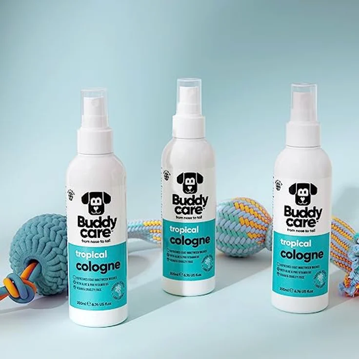 Buddycare Hund-Cologne Tropical, Erfrischendes Hunde-Parfüm mit Aloe & Pro-Vitamin B5 für glänzendes Fell, 200 ml – Bild 4