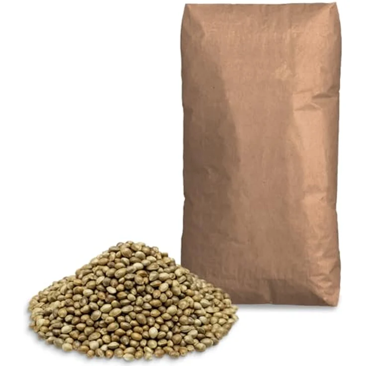 Supravit Hanf 25kg, energiereiches Hanfsamen Vogelfutter & Wildvogelfutter, enthält Omega-3-Fettsäuren, ganzjährig einsetzbar – Bild 1