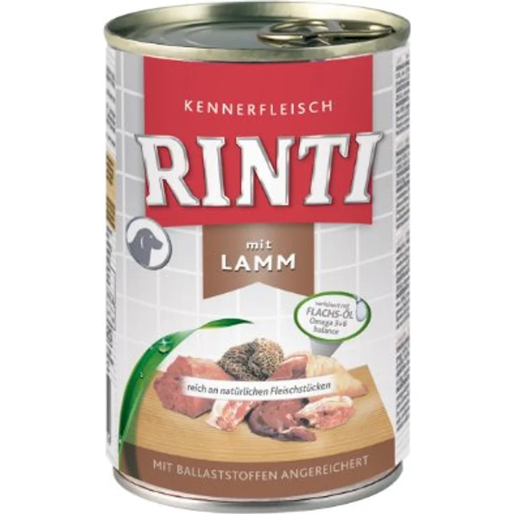 Rinti Pur Kennerfleisch Lamm 400g, 24er Pack mit 66% Fleischanteil und Vitaminen A, D3, E