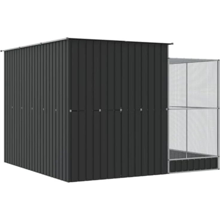 vidaXL Voliere mit Erweiterung, große Stahl Vogelvoliere 290 x 303 x 216 cm in Silber mit verschließbarer Tür, ideal für Vögel und Kleintiere – Bild 5