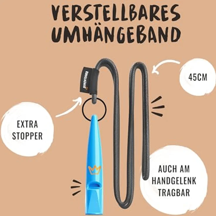 Rudelkönig Hundepfeife für Rückruf, Professionelle Trainingspfeife mit genormter Frequenz und hochwertigem Pfeifenband, BPA-frei – Bild 3