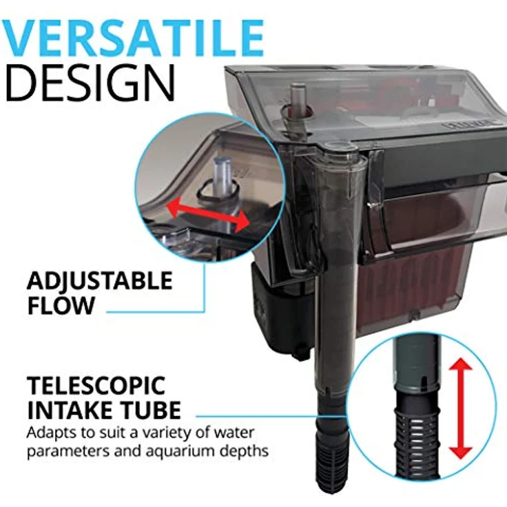 Fluval C3 Clip-On Aquarienfilter, 5-Stufen Außenfilter für 75-190l, 480 l/h Pumpenleistung, inklusive Filtermedien, verlängerbares Ansaugrohr – Bild 5