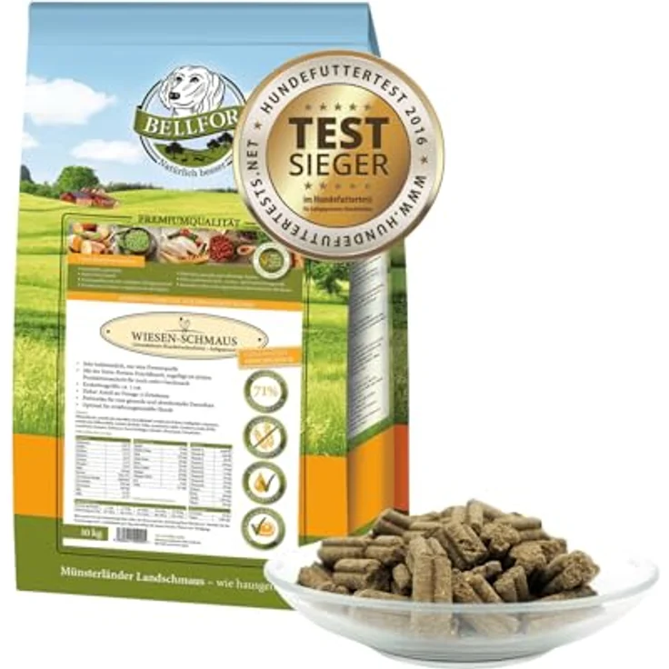 Bellfor Wiesen-Schmaus, Hochwertiges Kaltgepresstes Trockenfutter für Hunde mit Huhn, Getreidefrei, Allergikerfreundlich, 10 kg – Bild 2