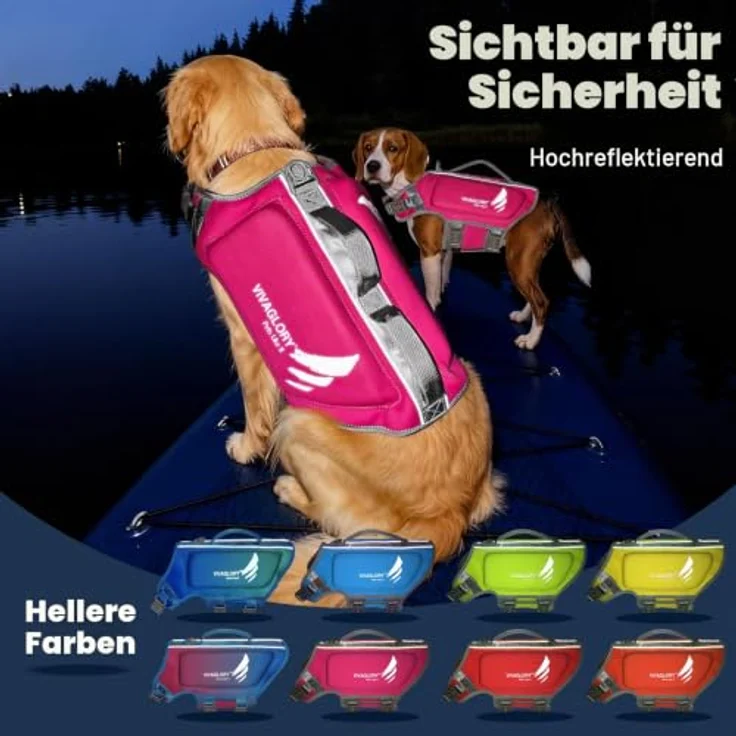 VIVAGLORY Hunde Schwimmweste High Buoyancy, verstellbare Schwimmhilfe für kleine Hunde, S, Rosa – Bild 4