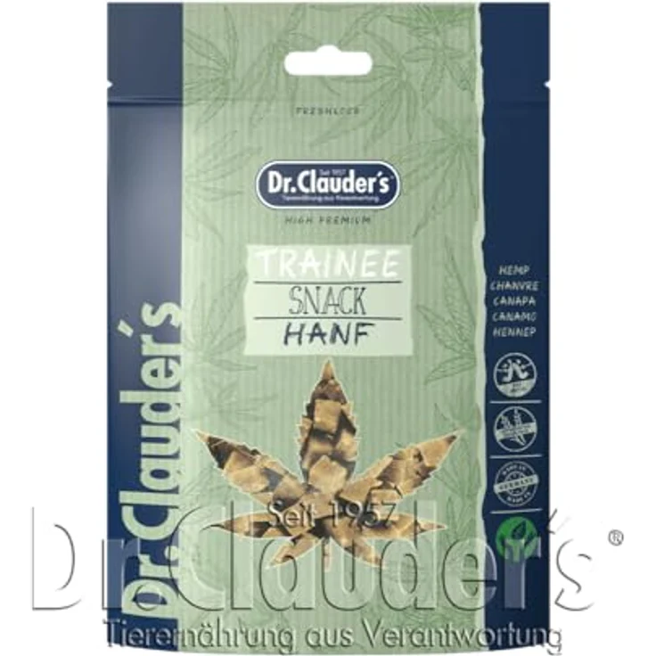 Dr.Clauder's Trainee Snack Hanf, ballaststoffreiche Leckerlis mit Omega-3 und Omega-6 für Hunde und Katzen, getreidefrei, 80g Frischebeutel – Bild 4