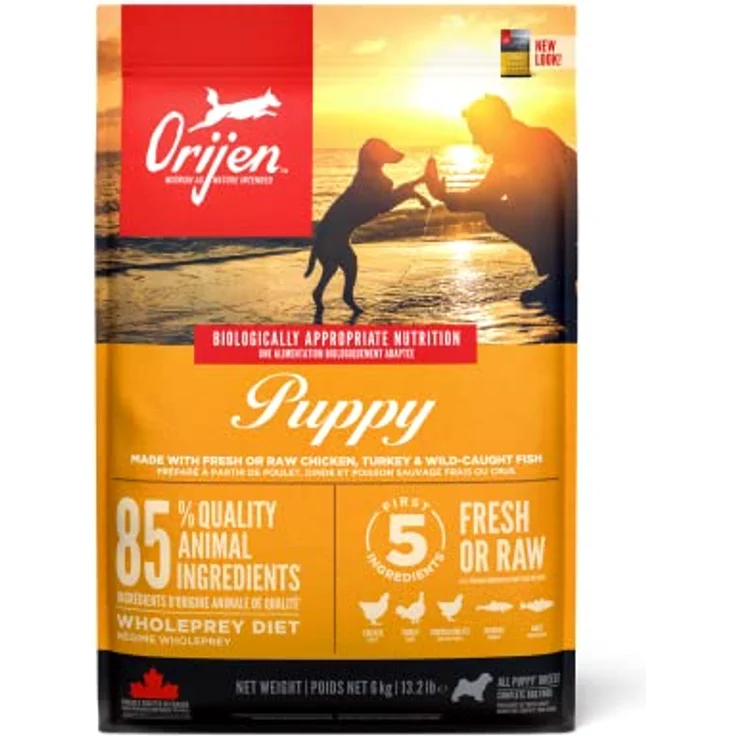 Orijen Puppy 6 Kg, gefriergetrocknetes Hundefutter mit freilaufendem Huhn, Truthahn, wild gefangenen Fischen und käfigfreien Eiern – Bild 1