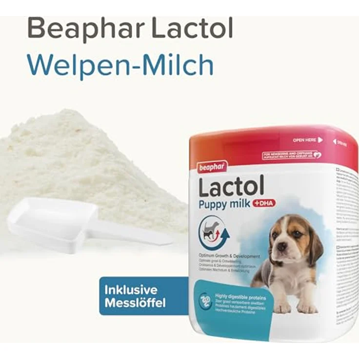 Beaphar Lactol Aufzucht-Milch 500 g, vollwertiger Muttermilch-Ersatz für Welpen, hochverdaulich und reich an Vitaminen und Mineralien – Bild 2