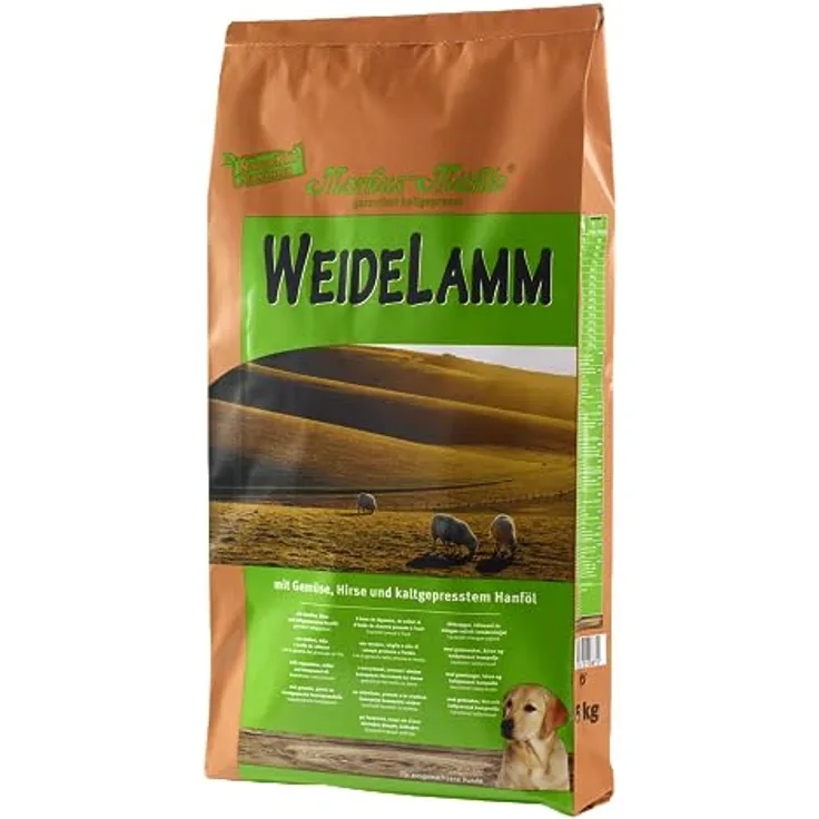 Markus Mühle WEIDELAMM, Hunde-Trockenfutter mit Lamm, Hanf- und Weißfischöl, 2x15kg