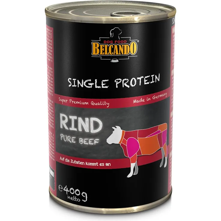 Belcando Single Protein Rind, Monoprotein Nassfutter für Hunde, 6x400g
