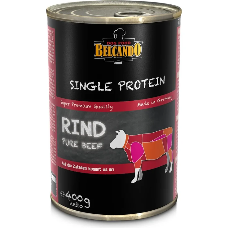 Belcando Single Protein Rind, Monoprotein Nassfutter für Hunde, 6x400g