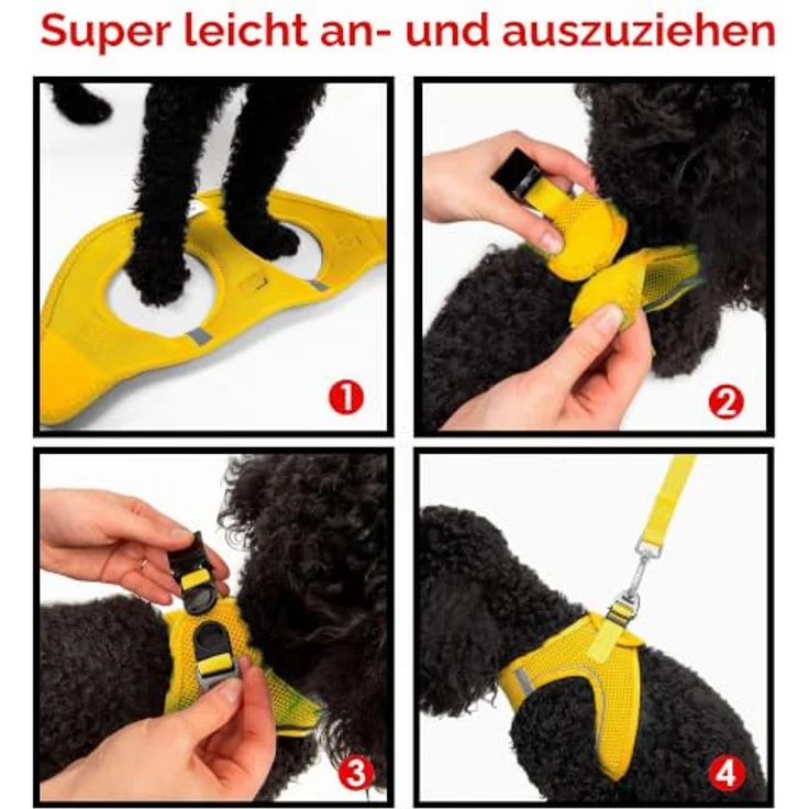 Tailpetz Air-Mesh Brustgeschirr für kleine und mittelgroße Katzen und Hunde – Weich, Atmungsaktiv, Strapazierfähig, Gelb, 3XS (Brustumfang 28–30,5 cm) – Bild 3