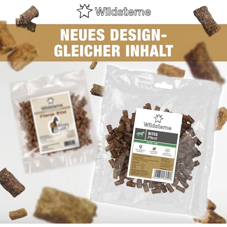 Wildsterne Hundeleckerli Bites Pferd 125 g, Monoprotein aus 98% Muskelfleisch, getreidefrei, hypoallergen, ohne Zusatzstoffe – Bild 3