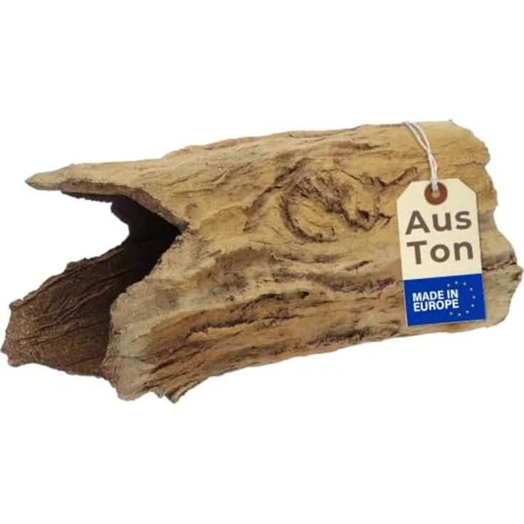 GarPet XXL Baumrindenröhre, handgefertigte Aquariendeko aus gebranntem Ton für Fische und Reptilien, 20 cm Länge