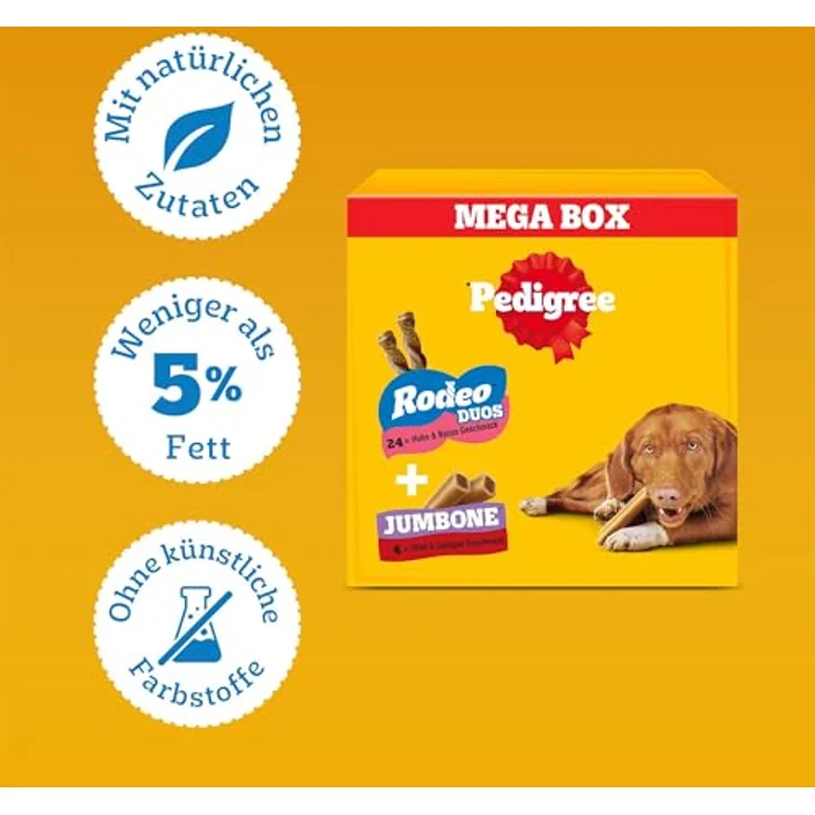 Pedigree Mega Box Snacks 780g, Hunde-Leckerchen im Mix mit Rodeo Duos und Jumbone, fettarm, mit Omega 3 und Vitamin E – Bild 5
