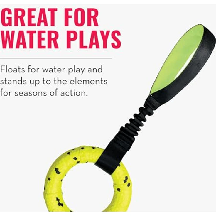 KONG Reflex Zerrspielzeug für Hunde, bissresistenter Beißring mit elastischer Schlaufe, schwimmfähig, grün – Bild 6