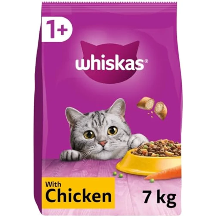 Whiskas 1+ Adult Huhn, komplettes Katzenfutter mit Knusprigen Knackits®, 7 kg – Bild 2