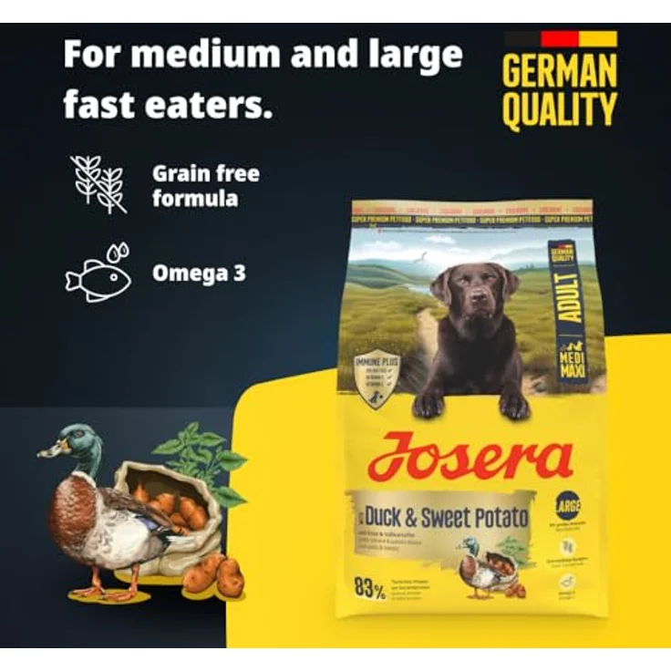 Josera Adult Duck & Sweet Potato, Getreidefreies Trockenfutter für Hunde, 12,5 kg, mit Omega 3 Fettsäuren und IMMUNE PLUS – Bild 3