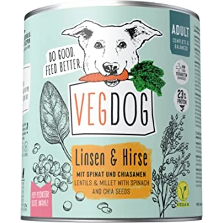 VEGDOG hypoallergenes Nassfutter für Hunde, 100% vegan, glutenfrei, ohne Soja, 6 x 800 g, Alleinfutter mit Erbsenprotein für Allergiker – Bild 3