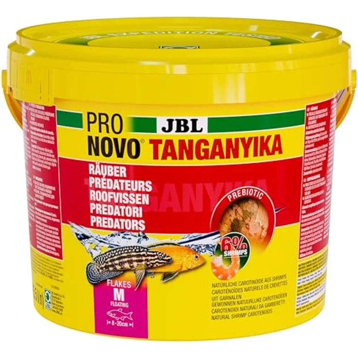 JBL PRONOVO TANGANYIKA FLAKES, Hauptfutter für Buntbarsche 8-20 cm, prebiotische Flocken, lichtdicht verpackt, 5500 ml – Bild 1
