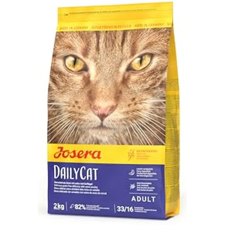 JOSERA DailyCat, Premium Trockenfutter für erwachsene Katzen, 2 kg, geflügel & süßkartoffel, getreidefrei, ohne künstliche Zusatzstoffe, made in Germany