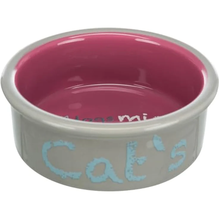 TRIXIE Napf Trixie Eat On Feet Napf-Set CATs, Keramik, 2 x 0,3 L, hellblau/orange/lila – Bild 6