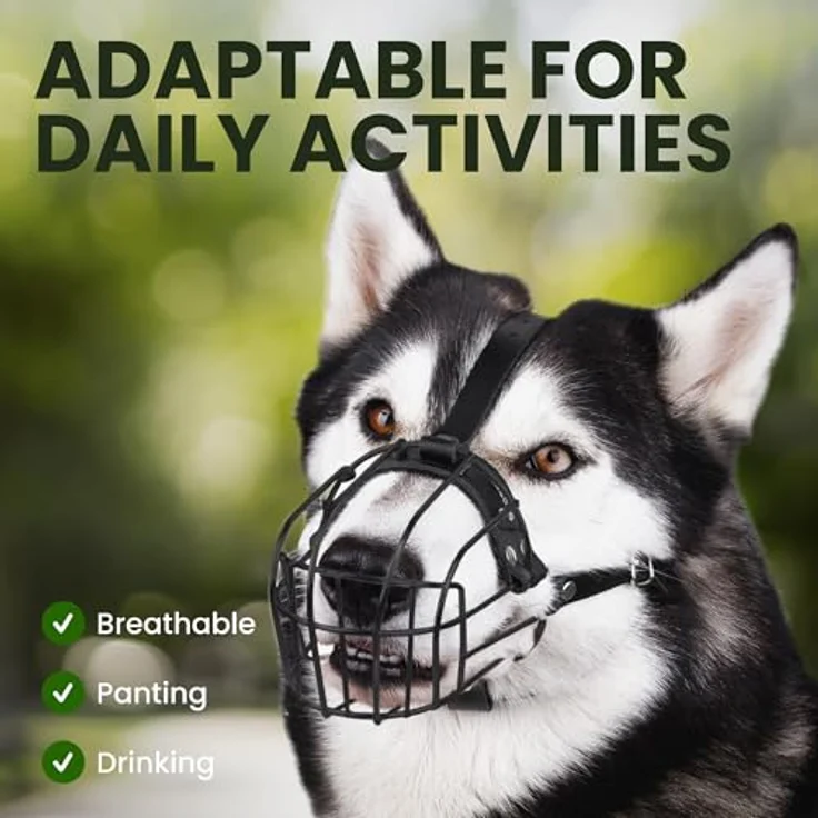 BRONZEDOG Hundemaulkorb, Verstellbarer Metalldrahtkorb aus PVC für Große und Sehr Große Hunde, Atmungsaktiv, Trinkfähig, Mit Lederbändern, Sicheres Training, Verhindert Beißen (Husky & Doberman) – Bild 4