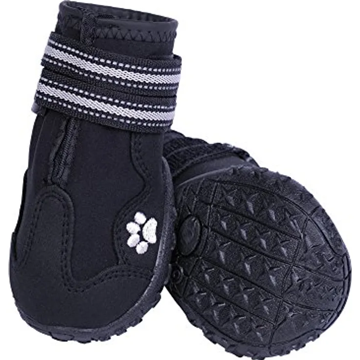 Nobby Hundeschuh "Runners" 2er Set, strapazierfähig, wasserabweisend, Größe XS, schwarz mit Reflektorstreifen
