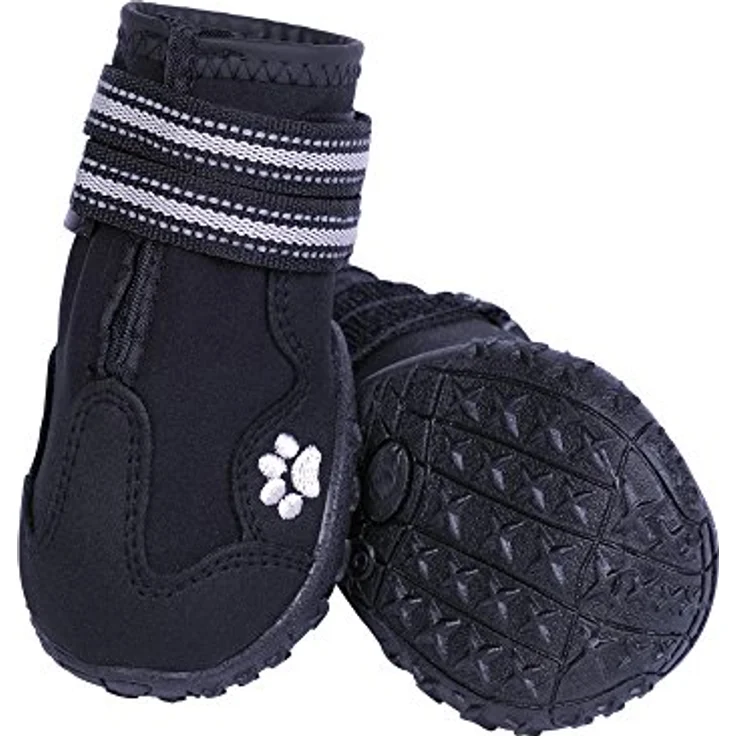 Nobby Hundeschuh "Runners" 2er Set, strapazierfähig, wasserabweisend, Größe XS, schwarz mit Reflektorstreifen – Bild 1